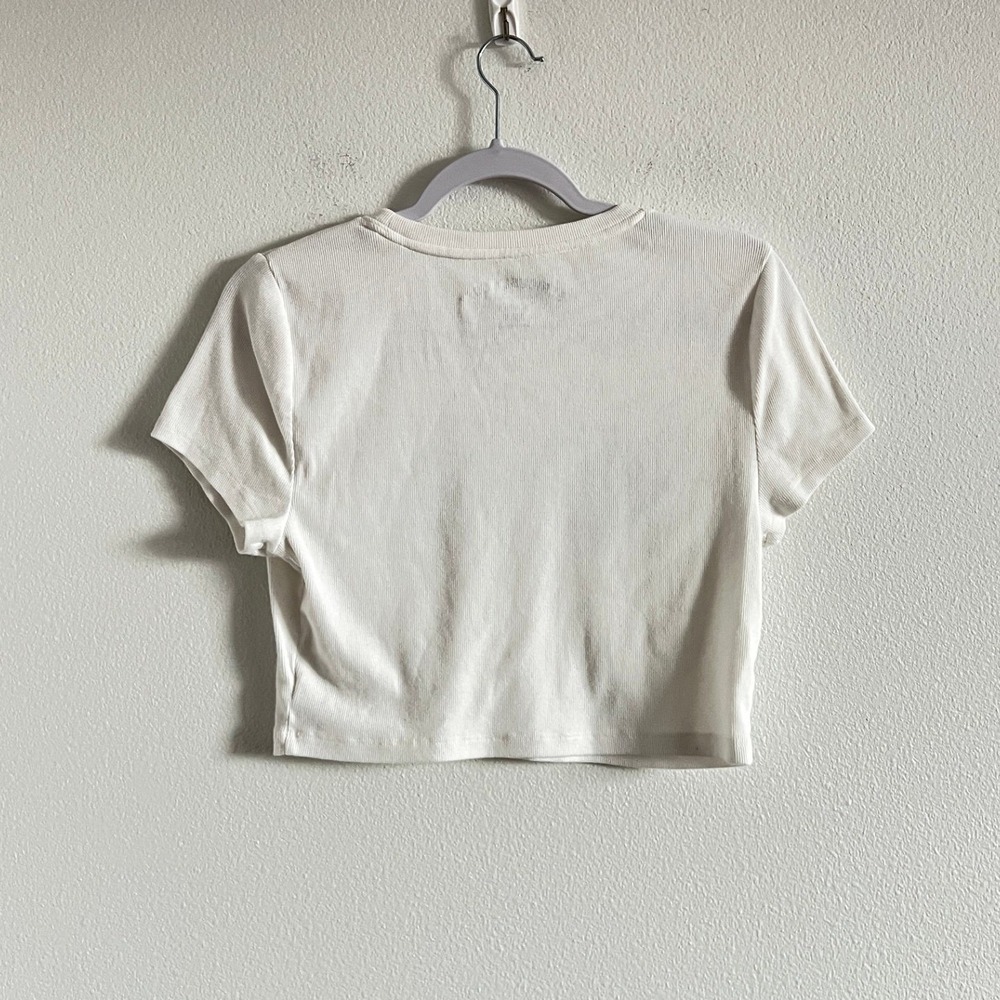 Aeropostale White Mermaid Seashell Ribbed Baby Tee XL Ocean Sea Summer Surf Core - Picture 5 of 5
